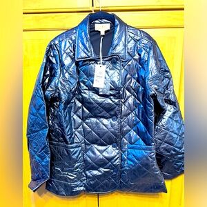 Blue quilted woman’s coat